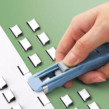 Imagem de Clipe de pressão reutilizável, suporte de clipe de documentos, grampeador, material de escritório, azul