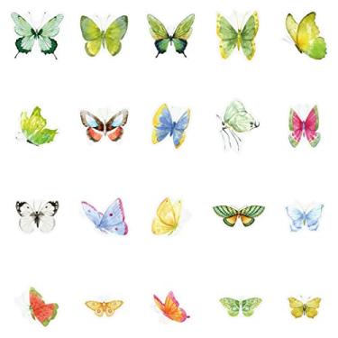 Imagem de 40 peças de adesivos de borboleta para garrafa de água - Adesivo autoadesivo impermeável colorido transparente PET decalque para decoração de cartões de adultos faça você mesmo scrapbook capa de