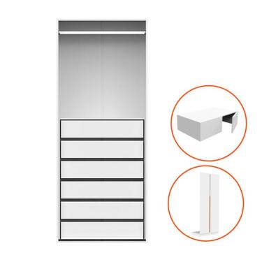 Imagem de Guarda-Roupa Modulado com Maleiro e Cabideiro New Tuyo 4 Portas Articuladas 6 Gavetas Branco 90 cm