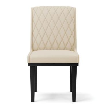 Imagem de Cadeira Sala De Jantar Base Madeira Preto Kit 4 Sofia Suede D03 - D'rossi Cor Bege