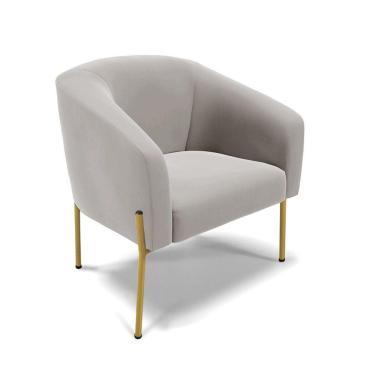 Imagem de Cadeira Sala De Jantar Pé De Ferro Dourado Stella Veludo D03 - D'rossi Cor Cinza