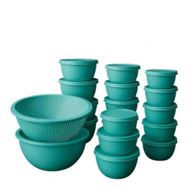 Imagem de Pote De Vidro Com Tampa Bambu,Potes Bowl PláStico Com Tampa + Lava Tudo Multiuso OrganizaçãO Cozinha(TIFFANY)