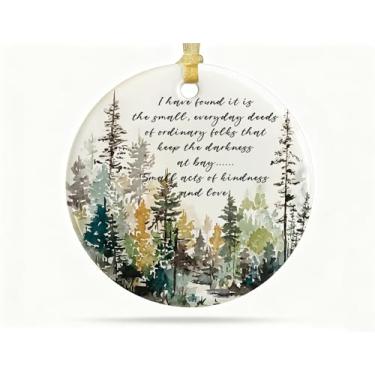 Imagem de HONLUN Presentes inspiradores, presentes cristãos motivacionais para melhores amigos, colega, I Found It is The Small Ordinary Deeds Ordinary People Round Forest Ceramic Hanging Ornamento Lembrança