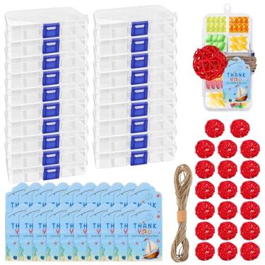 Imagem de Anglekai Pacote com 20 caixas de doces de pesca, caixas de doces de pesca para lembrancinhas de festa, com 20 cartões/20 bolas/1 corda