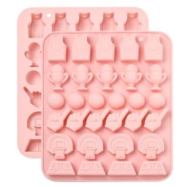 Imagem de Stiesy 2 peças de moldes de silicone com tema esportivo de basquete Champion Trophy Jersey reutilizáveis moldes de doces molde de chocolate para atletas bolos de aniversário campeonato festa petiscos