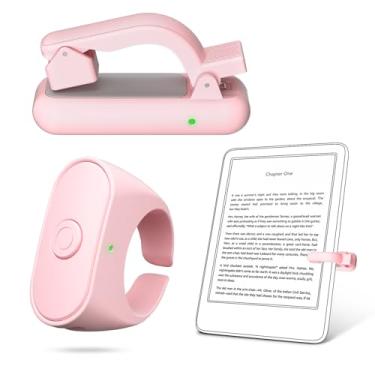 Imagem de Anel virador de página atualizado com controle remoto para Kindle Paperwhite Oasis Scribe Kobo eReaders, clicker para iPad Tablets, leitura de romances com estojo rígido de armazenamento (rosa)