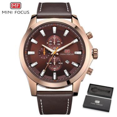 Imagem de Relógio Masculino Mini Focus Mf0082g à Prova D'água Dourado