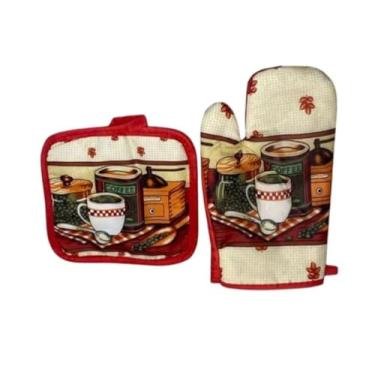 Imagem de Kit 2 Peças Luva Térmica e Pegador Panela Quente Cozinha Descanso Forno Segurança Utensilio Doméstico