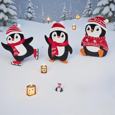 Imagem de Placas decorativas de Natal, boneco de neve, decorações de Natal, decoração de bandeja em camadas, conjunto de 3 peças, decoração de mesa de Natal para festa, casa, escritório, prateleira, porta