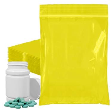 Imagem de PUREVACY Sacos amarelos com zíper para embalagem, 22 x 30 cm. Pacote com 1000 sacos de plástico. Sacos de plástico recicláveis. Sacos de zíper de polietileno de 2 mm de espessura. Saco reciclável com