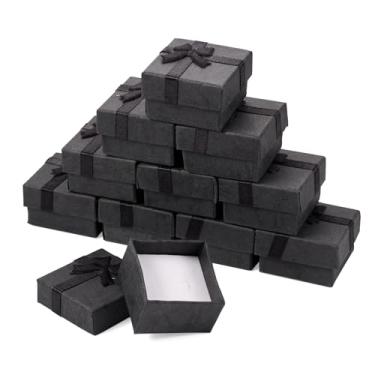 Imagem de 12 peças, caixa de brincos pequenos de 4,6 x 4,5 x 2,5 cm, caixas de presente de papelão, quadradas, pretas, caixas de joias para presente de Natal, embalagem de presente de casamento