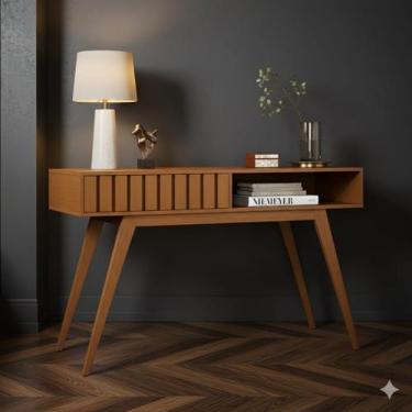 Imagem de Aparador Ripado Açaí com 1 Gaveta Com Pé Maciço Nature 1,36 Nature Sta