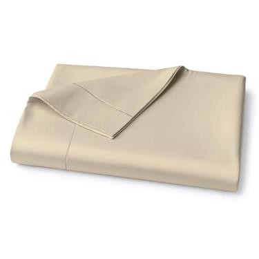 Imagem de Lane Linen Apenas lençol de cima 100% algodão egípcio (216 x 254 cm) - tecido acetinado elegante, ultramacio, respirável, altamente durável - marfim