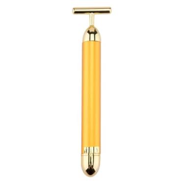 Imagem de Massageador Facial T-Shape Ouro, Vibração para Harmonização e Anti-rugas, Dispositivo de Beleza para Lifting e Tonificação