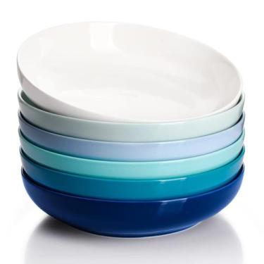 Imagem de Pasta Bowls Sweese 30 onças, conjunto de 6 pratos de porcelana variado