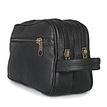Imagem de Necessaire Estojo de Couro Grande Espaçosa 5 Bolsos - Le Voyage, Preto