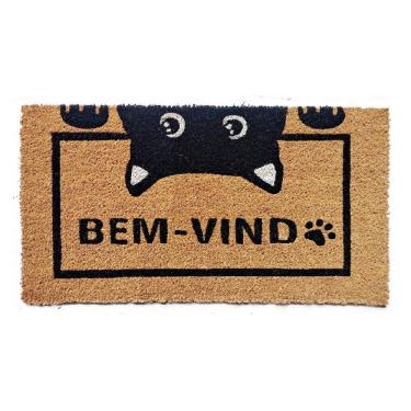 Imagem de Capacho De Poa Fibra De Coco Bem Vindo Gato 60x33cm - Uzoo Capacho Fibra De Coco Rt 60x33cm Gatinho Bem-vindo