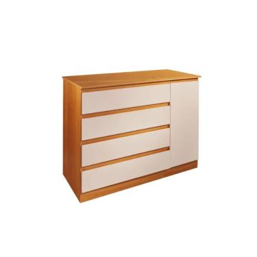 Imagem de Comoda 045 Com Sapateira 4 Gavetas Com 1 Porta 045 Valverde Moveis Cinamomo/off White