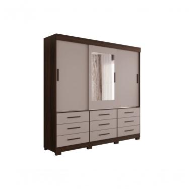 Imagem de Guarda-roupa New Star 3 Portas 9 Gavetas Com Espelho Salleto Savana/off White