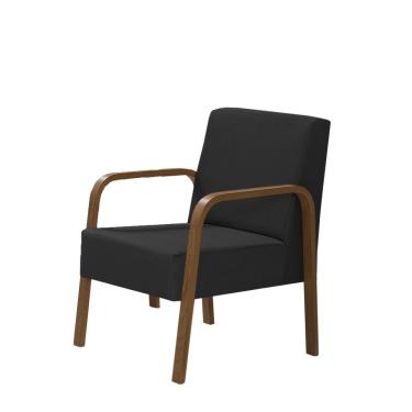 Imagem de Poltrona Decorativa 1 Lugar Jade Braço Madeira D Salla Courino Branco