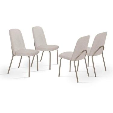 Imagem de Kit 4 Cadeiras de Jantar Aço e Boucle California Bege
