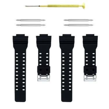 Imagem de Kit 2x Pulseira Borracha Preto Compatível com Gshock Ga100 Ga110 Ga120 Ga300 Completa com Fivela (Preto)