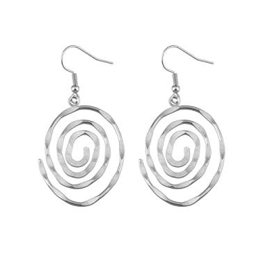 Imagem de Brincos pendentes redondos em espiral para mulheres, círculos, criativos, círculos, de metal, ondas, brincos pendentes, joias e presentes, Medium, Liga de aço, Sem pedra preciosa