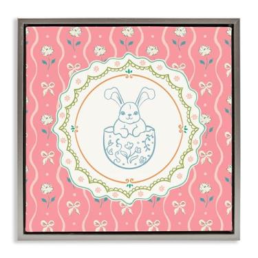 Imagem de Stupell Industries Arte de parede Spring Bunny & Egg Shell Gold Floater Canvas Floater, design por Angela Steahling, 25 x 25