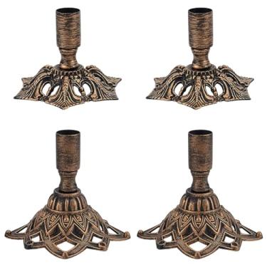 Imagem de WEBEEDY 4 peças de castiçais vintage para castiçais de metal para castiçais de metal para lareira, mesa de jantar, centro de mesa, decoração de festa de Natal (10 x 8 cm, 9 x 9 cm)