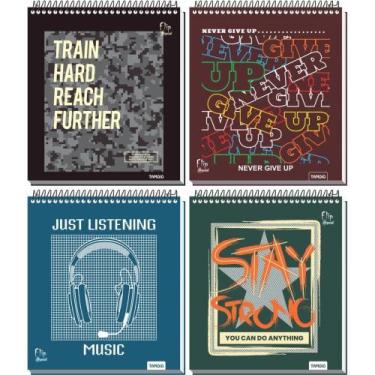 Imagem de Caderno 10X1 Capa Dura FLIP Masculino VERT 160 Folhas  Pacote com 4 Un