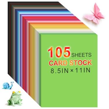 Imagem de 105 folhas de papel colorido de 21,6 x 28 cm, 35 cartões coloridos sortidos, para impressora, convites, álbuns, artesanato DIY (180 g/m²)