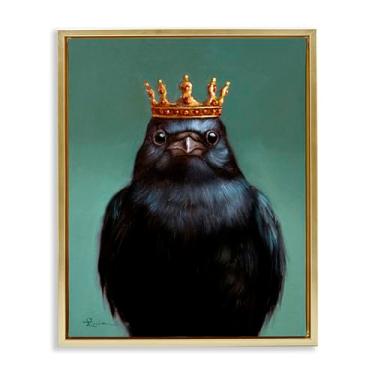 Imagem de Stupell Industries Rei Corvo Retrato Marrom Emoldurado Tela Flutuante Arte de Parede Design por Lucia Heffernan, 30 x 25