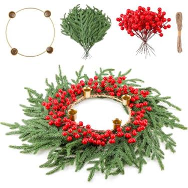 Imagem de Guirlanda do Advento de Natal, faça você mesmo, guirlanda do advento, suporte de vela, conjunto de decoração de Natal católico tradicional para mesa de igreja, centro de mesa, presente de decorações