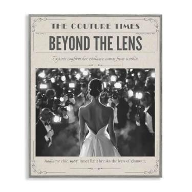 Imagem de Stupell Industries The Couture Times Magazine Arte giclée emoldurada branca, design por A Barefoot Stylist, 20 x 16