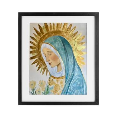 Imagem de Stupell Industries Impressão emoldurada Santa Maria em ouro preto sob vidro, design por Franklyn Gregory, 40,6 x 33,5 cm