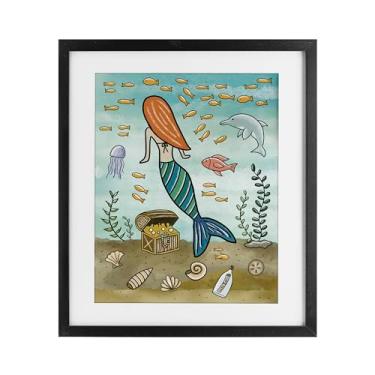 Imagem de Stupell Industries Sereia Treasure Love Note Impressão emoldurada branca sob vidro, design por Jennifer Stith, 16 x 13