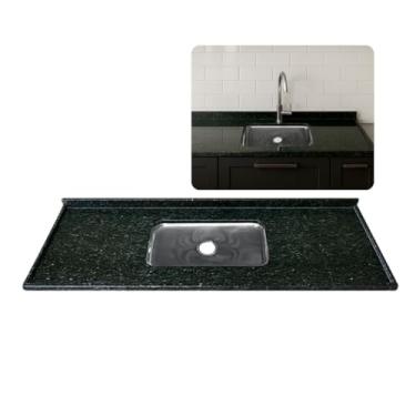 Imagem de Pia Cozinha Granito Verde Ubatuba 200cm Cuba Inox Completo