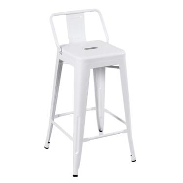 Imagem de Banqueta Média Iron Tolix Com Encosto 66cm Branco Branco
