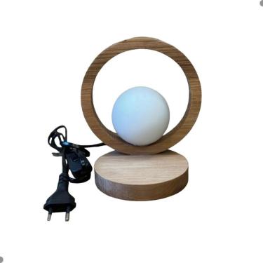 Imagem de Luminária De Mesa Com Globo De Vidro Caruaru Madeira Natural