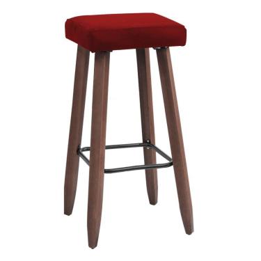 Imagem de Banqueta Alta Kiara Estofada Em Suede Com Pés Em Madeira