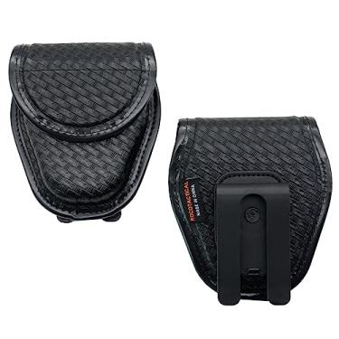 Imagem de ROCOTACTICAL Capa de algema única de encaixe oculto com clipe de cinto giratório de 360 graus, capa de punho único Basketweave para aplicação da lei