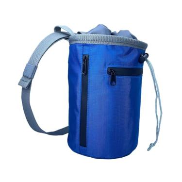 Imagem de oshhni Bolsa de magnésio com cinto ajustável, prática e com bolso com zíper, ideal para exercícios de pole dance, escalada e levantamento de peso, Azul