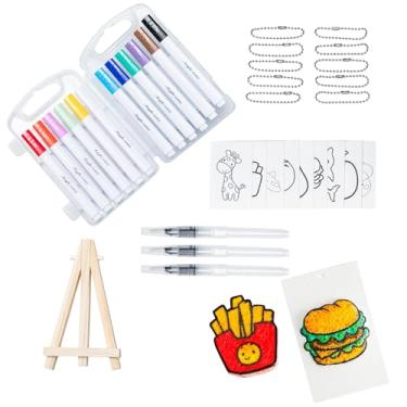 Imagem de NIZAPT Kit de pintura de textura de espuma 3D Magic Puffy Paint para desenho, esponja de tela, marcadores de tinta acrílica com ponta de pincel de 12 cores, canetas de desenho de pipoca bolha DIY