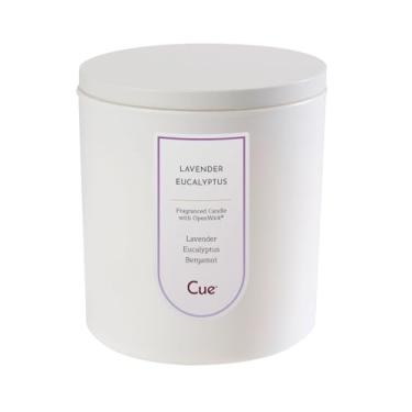 Imagem de CUE Vela perfumada de eucalipto lavanda | Mistura de cera de coco de soja | Feito nos EUA | Tempo de queima de 50 horas | Cor branca de 241 g