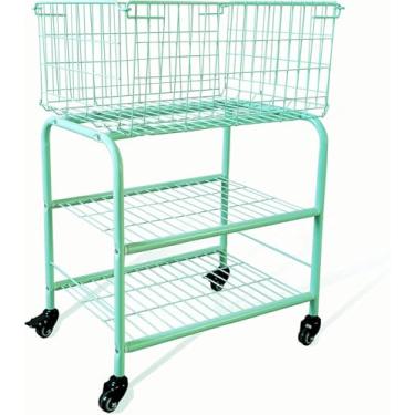 Imagem de hennze Cesto de roupa com 3 camadas de arame, carrinho de lavanderia fácil de mover para roupas, calças. Carrinho de organização de brinquedos infantis, carrinho de metal com moldura de metal, amplie