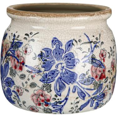 Imagem de Ninehaoou Vaso vintage grande para plantas de cerâmica azul vermelho peônia rachadura de gelo vaso de rolagem vaso de flores vaso de flores plantas de interior decoração de cozinha casa de fazenda