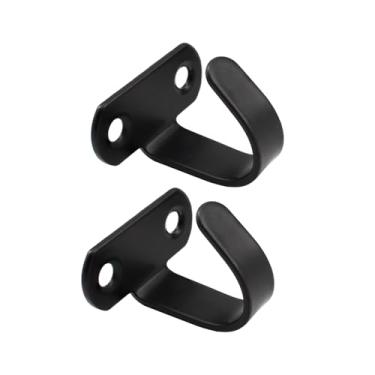 Imagem de Lamvbls Ganchos de teto de aço inoxidável montados com parafuso, toalha sob a prateleira, roupão, gancho de roupas para banheiro, armário de cozinha e garagem (preto, 6 peças)