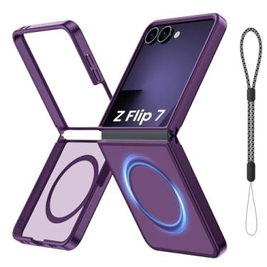 Imagem de Vividarm Capa magnética para Galaxy Z Flip 7, compatível com MagSafe, [sem protetor de tela] [proteção de nível militar] Capa de telefone fina translúcida fosca à prova de choque para Samsung Flip 7