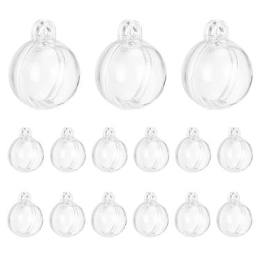 Imagem de Pacote com 15 bolas de enfeite de Natal de 5 cm, bolas de enfeites transparentes preenchíveis, enfeites de árvore de Natal de plástico faça você mesmo, bolas transparentes, presentes para festas de