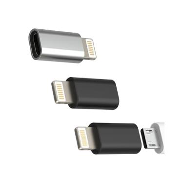 Imagem de Carregador conversor micro USB para Lightning Jack (pacote com 3) para iPhone 14 13 12 11 Pro MAX 7 8 Plus X SE XS XR para iPad Air Acessórios para Apple macho Android fêmea cabo adaptador conversor